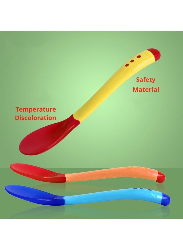 Set of 3 baby feeding training spoons with red，blue yellow baby temperature spoons - Image 2